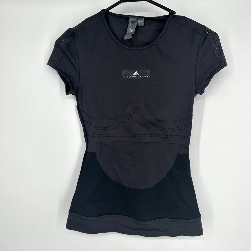 Adidas x Stella McCartney Tee Shirt Lycra FitSense Training Gray Size 2XS